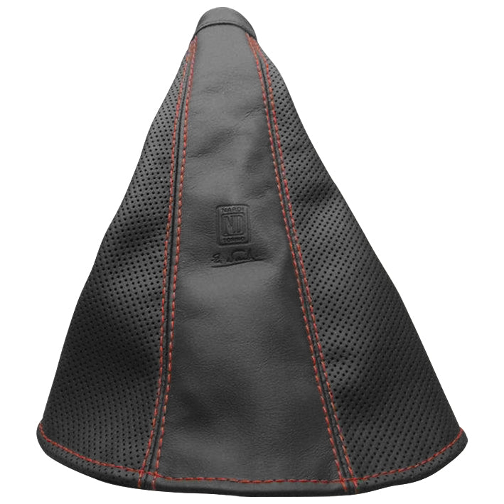 Nardi Cuffia freno a mano in Pelle perforata nera, Cuciture rosse