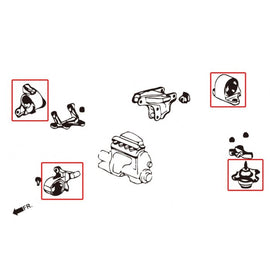 Hardrace Supporti Motore Rinforzati 4 Pezzi/SET - HONDA CIVIC EM2, ES1, EP1/EP2/EP3/EP4, EU