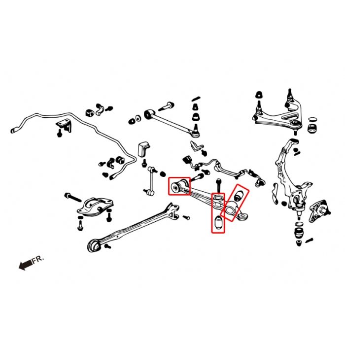 Hardrace Boccole LOWER ARM Posteriore Plastica Rinforzata 6 Pezzi/SET - HONDA PRELUDE BA8/9, BB1/2/3/4 BB5/6/7/8 92-01