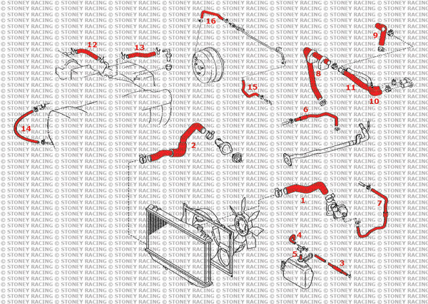 Toyota Supra MK4 Kit tubi silicone Non-Turbo Coolant & Breather Hose