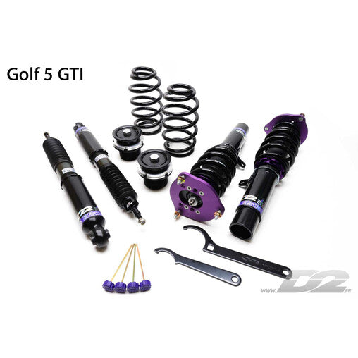 Assetto Regolabile D2 Street Coilover per VW Golf 5, inc. GTI & R32 (03-08)