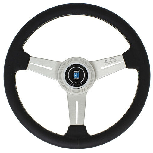 Volante Nardi Classic ND33, Pelle nera, Raggi satinati, Cuciture grigie, 40 mm Dish - em-power.it