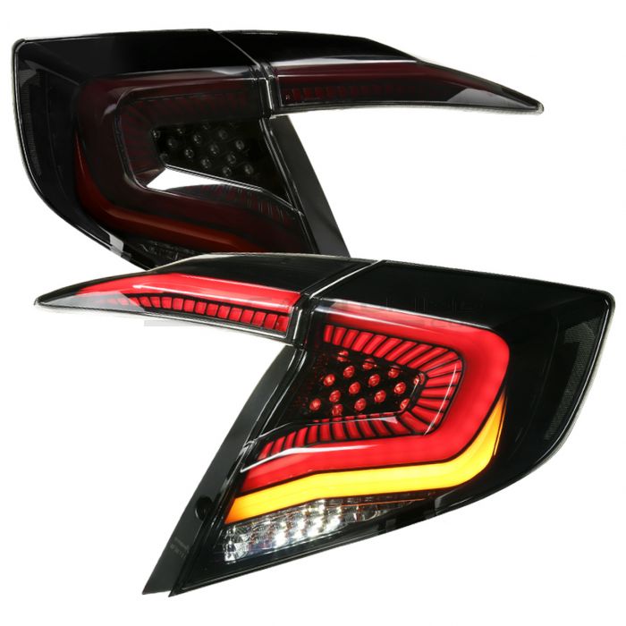 Fanali Posteriori LED Interno Nero Lente Smoke in Plastica ABS Honda Civic FC