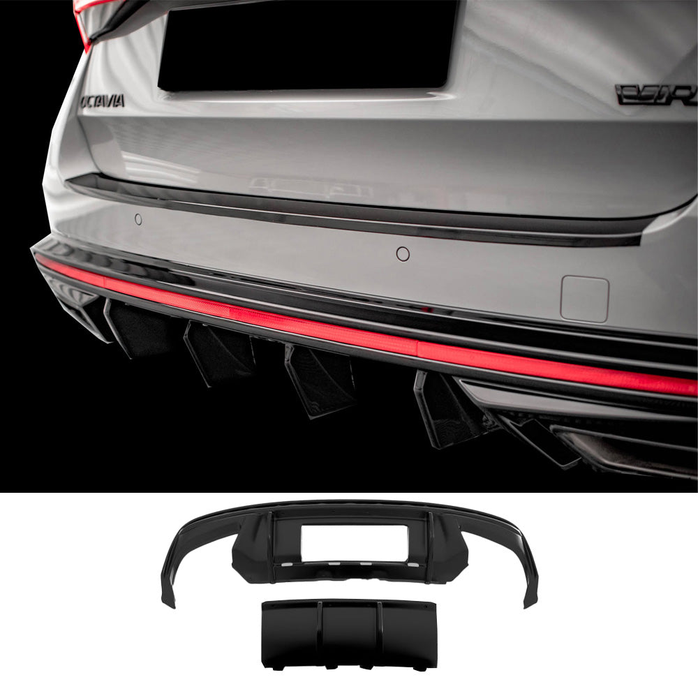 SKODA Octavia RS Mk4 2020+ Diffusore Paraurti Posteriore (2 Pezzi)