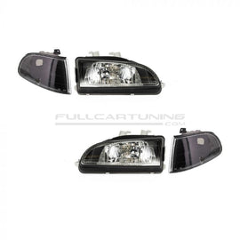 DEPO Fari Anteriori Regolazione Manuale Interno Nero Honda Civic EG EJ