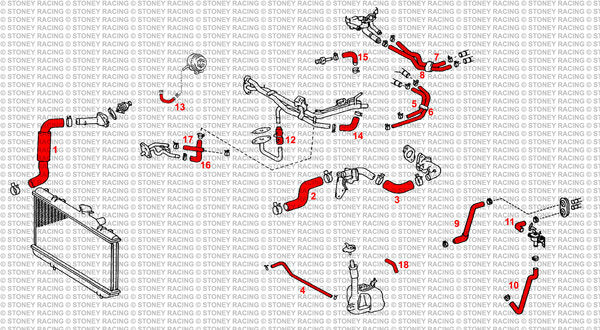 Toyota Celica GT4 ST185 Kit tubi silicone coolant