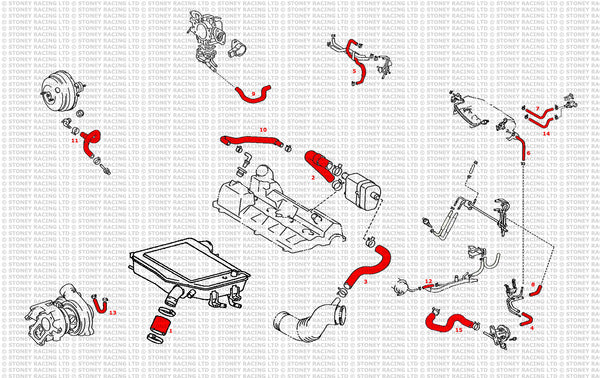 Toyota Celica GT4 ST205 Kit tubi silicone Breather/Vacuum