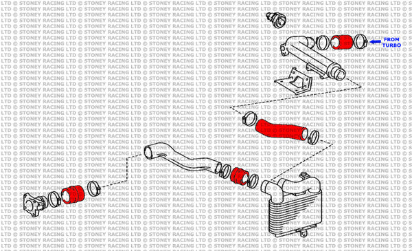 Toyota MR2 SW20 Turbo Rev3-5 Kit tubi silicone Intercooler