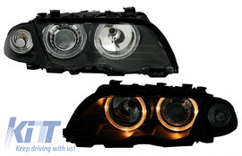 Fari Anteriori BMW Serie 3 E46 Limousine Touring (05.1998-08.2001) Angel Eyes nero