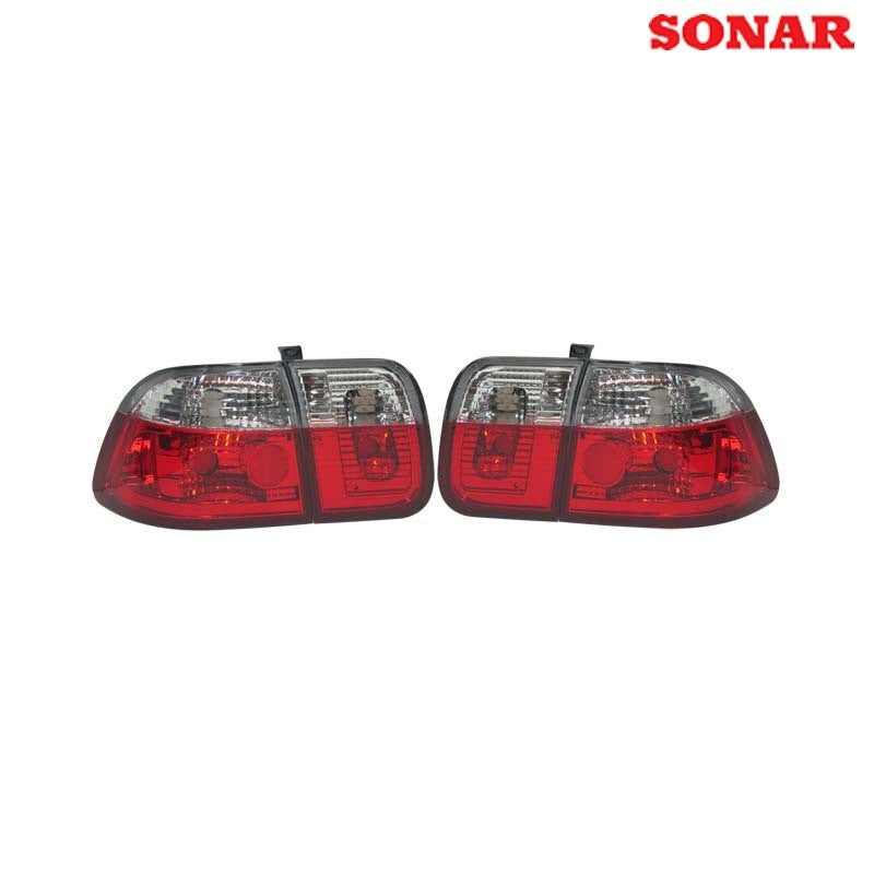 2 Fanali Posteriori LED 73mm Per Land Rover Defender 90/110 | Lenti Trasparenti Rosse