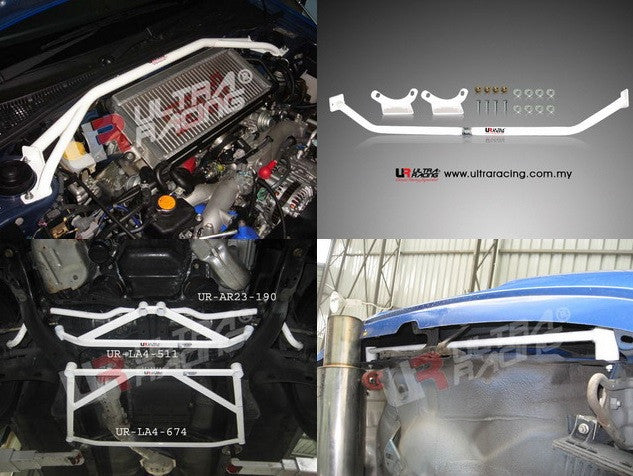 Subaru Impreza WRX 01-07 UltraRacing 4-Piece Strutbar/Brace Set - em-power.it