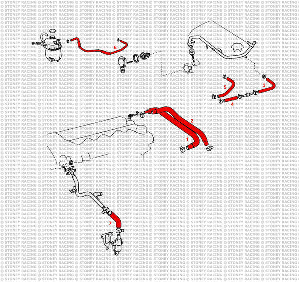 Toyota MR2  MR-S ZZW30 Roadster Silicone 2ZZ-GE Conversion Extension Hose Kit